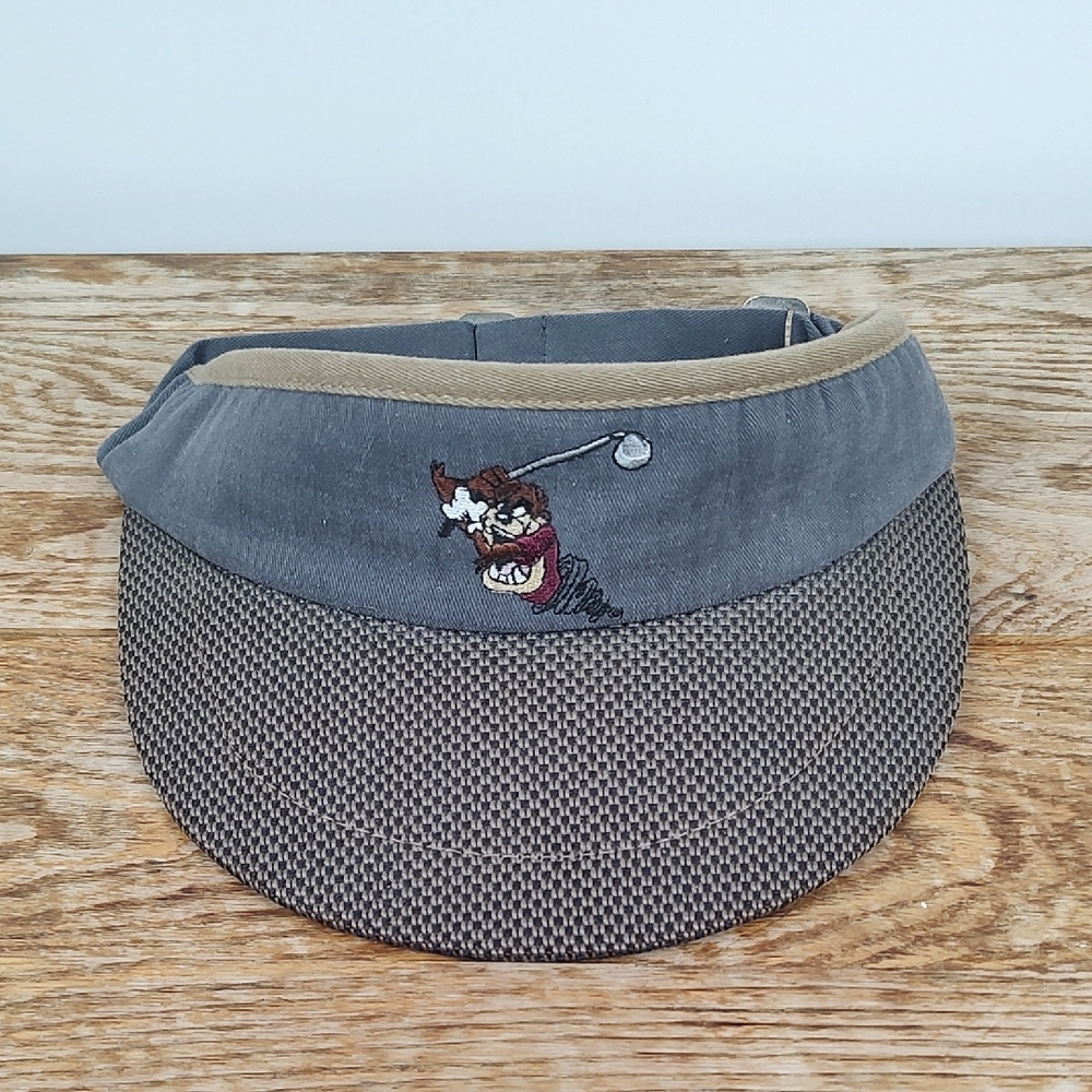 NWOT Warner Bros. Studio Golfing Tasmanian Devil Gray and Tan Visor Hat